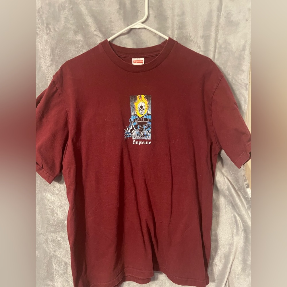 Supreme Ghost Rider Tee. Size medium. Color: Burgundy